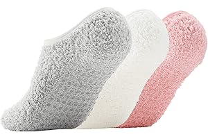 Non-Slip Fuzzy House Socks for Women with Grippers