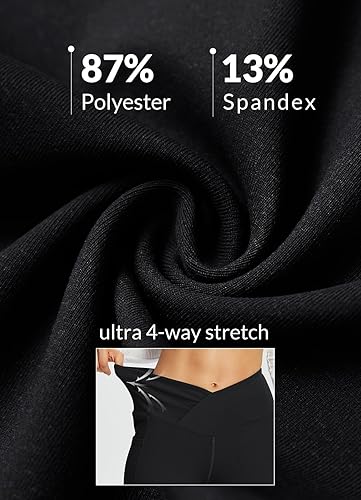 Miniatura 5 de BALEAF Leggings acampanados para mujer, pantalones de yoga cruzados a la moda, cintura alta, casuales, con bolsillos