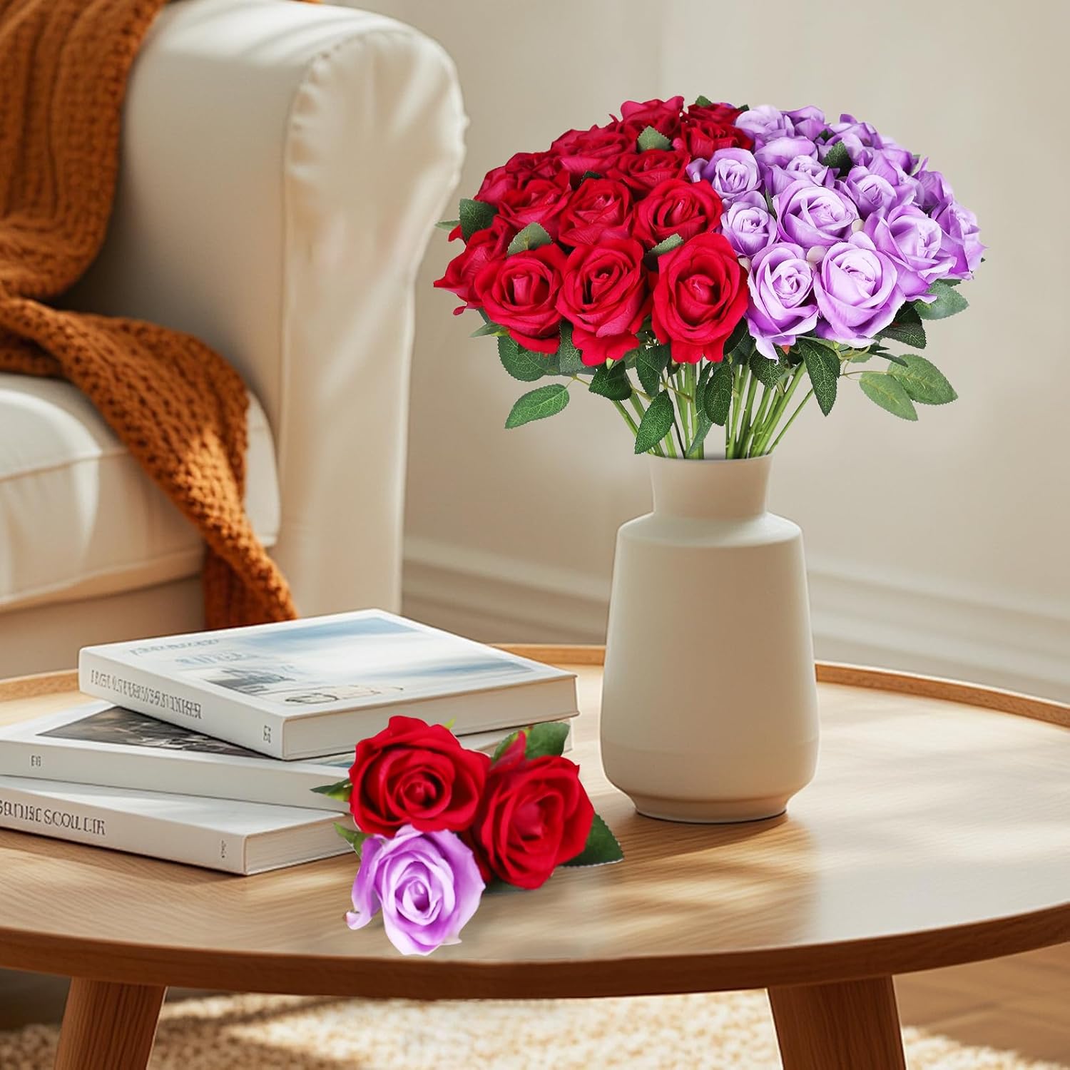 40 PCS Artificial Flowers Fake Roses with Long Stem Realistic Artificial Flowers Bulk for Halloween Wedding Party Home Kitchen Decor (Black+Gold)