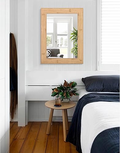 Miniatura 4 de Espejo rectangular con marco de madera rústica para montar en la pared, espejo de pared antiguo para tocador de granja, dormitorio, baño, sala de