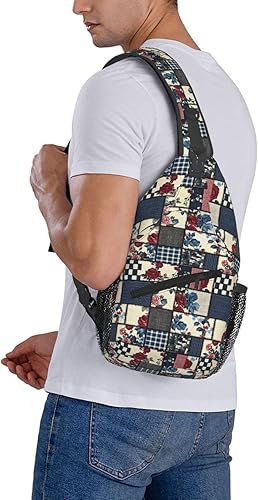 Miniatura 6 de Small Crossbody Bags for Women Men - Vintage Plaid Rose Print Adjustable Shoulder Bag Fanny Packs Belt Sling Bag Crossbody Purses Backpack for