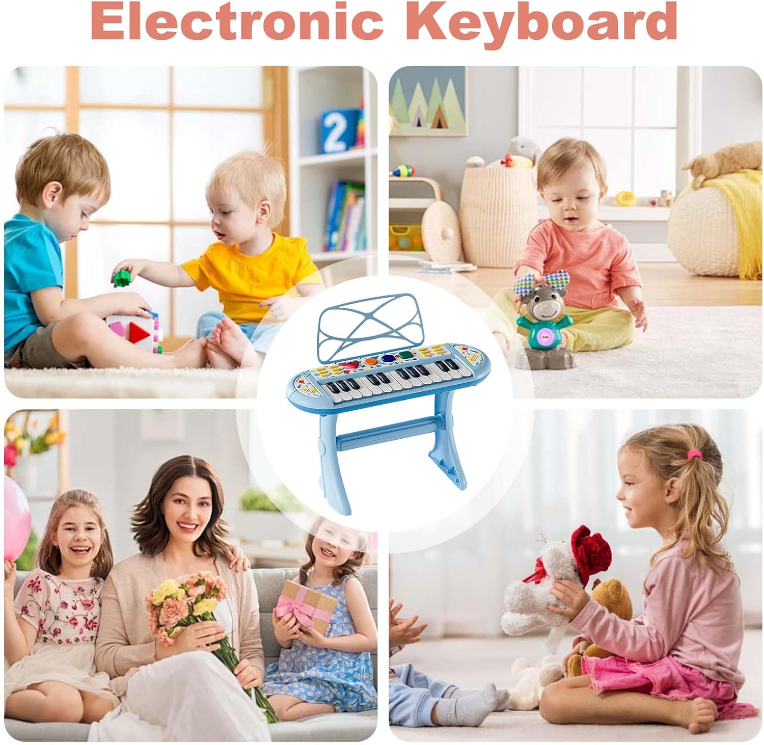 Musical Keyboard for Kids - Support Microphone Record Playback - Electric Piano Keyboard Music Toy,for Boys Girls Pupils Students Living Room Bedroom Stage Kindergarten