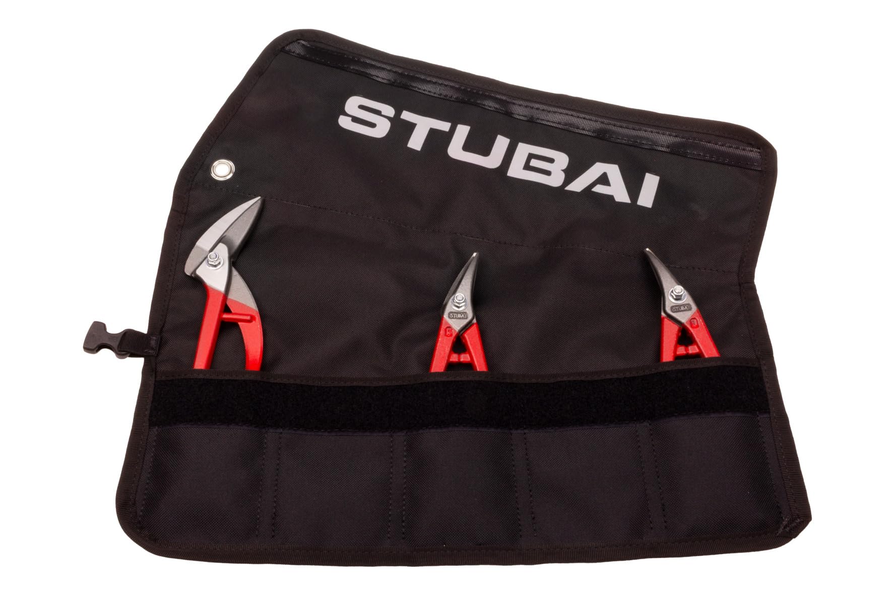 STUBAI Lot de 3 mini ciseaux | Sac à roulettes | Non isolé | Cisaille à tôle droite et gauche | Mini ciseaux de passage | Outil professionnel compact et à portée de main