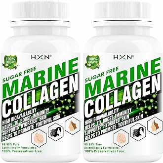 Marine Collagen Supplements For Women, Men With Hyaluronic Acid, Vitamin C, E, B12 Supplement Glutathione, Biotin, Grape Seed Extract. Pure Hydrolyzed Protein Powder Peptides For Skin-120 Tablets