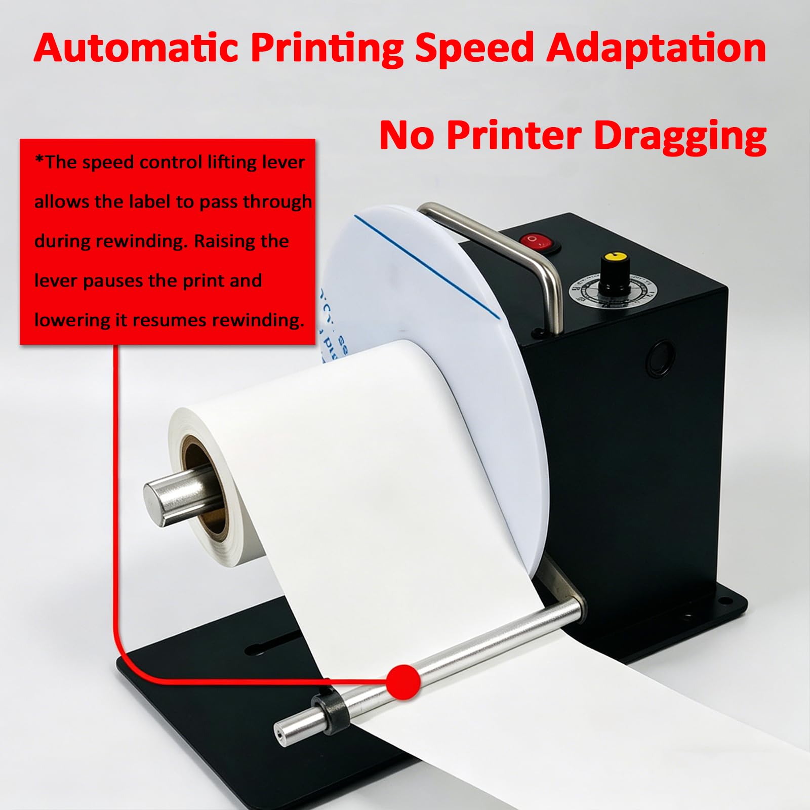 Macchina riavvolgitrice automatica for etichette, riavvolgitore for etichette a velocità regolabile, con supporto for anima da 1"/1,5"/3", larghezza massima etichetta 4,72"/diametro 7,87"