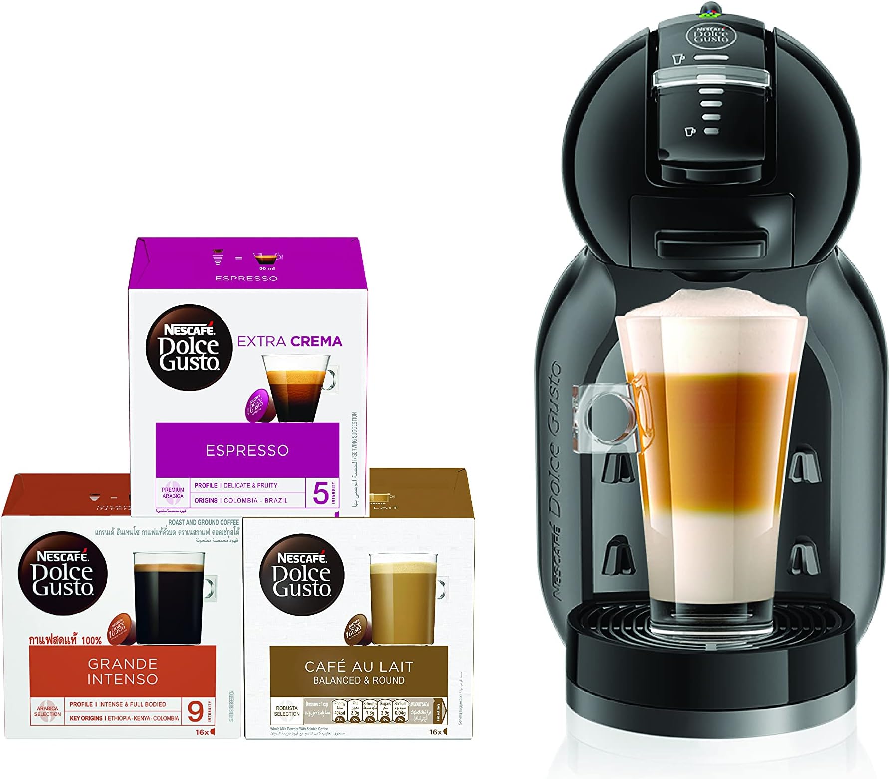 Nescafe Dolce Gusto by De'Longhi MINI ME Automatic Capsule Coffee Machine with 3 FREE Capsule Boxes, Compact & Powerful up to 15 Bar Pressure Coffee Maker EDG305.BG+3CAPS BUNDLE Black