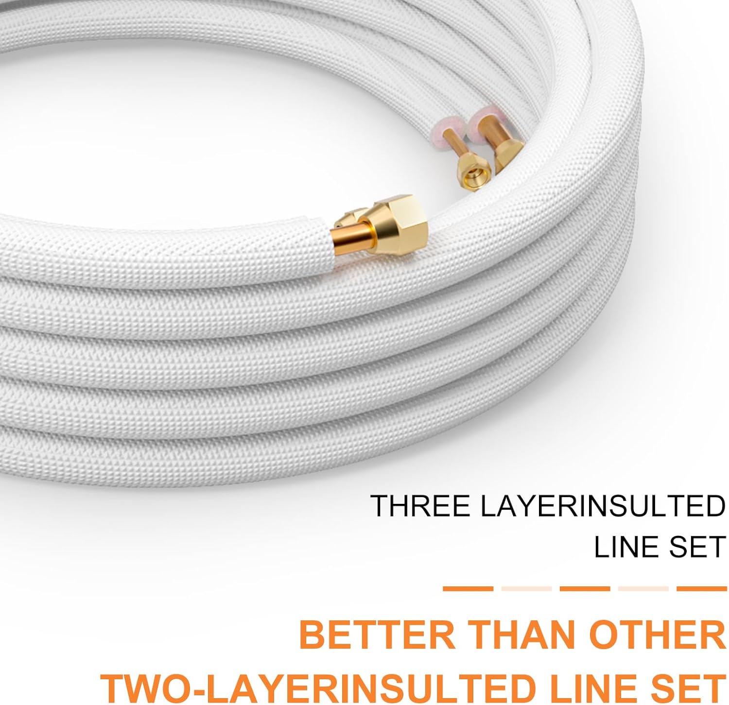 GASHER 50ft Mini Split Line Set 1/4" & 3/8" OD Copper Pipes Tubing,Mini Split Ac/Heating System For AC,Mini Split Air Conditioning and Heating Equipment Insulated with Nuts