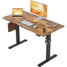 Agilestic Electric Standing Desk, 100 x 60 cm Height Adjustable Sit Stand Desk with Splice Board and Memory Smart Pannel, Home Office Desk, Brown