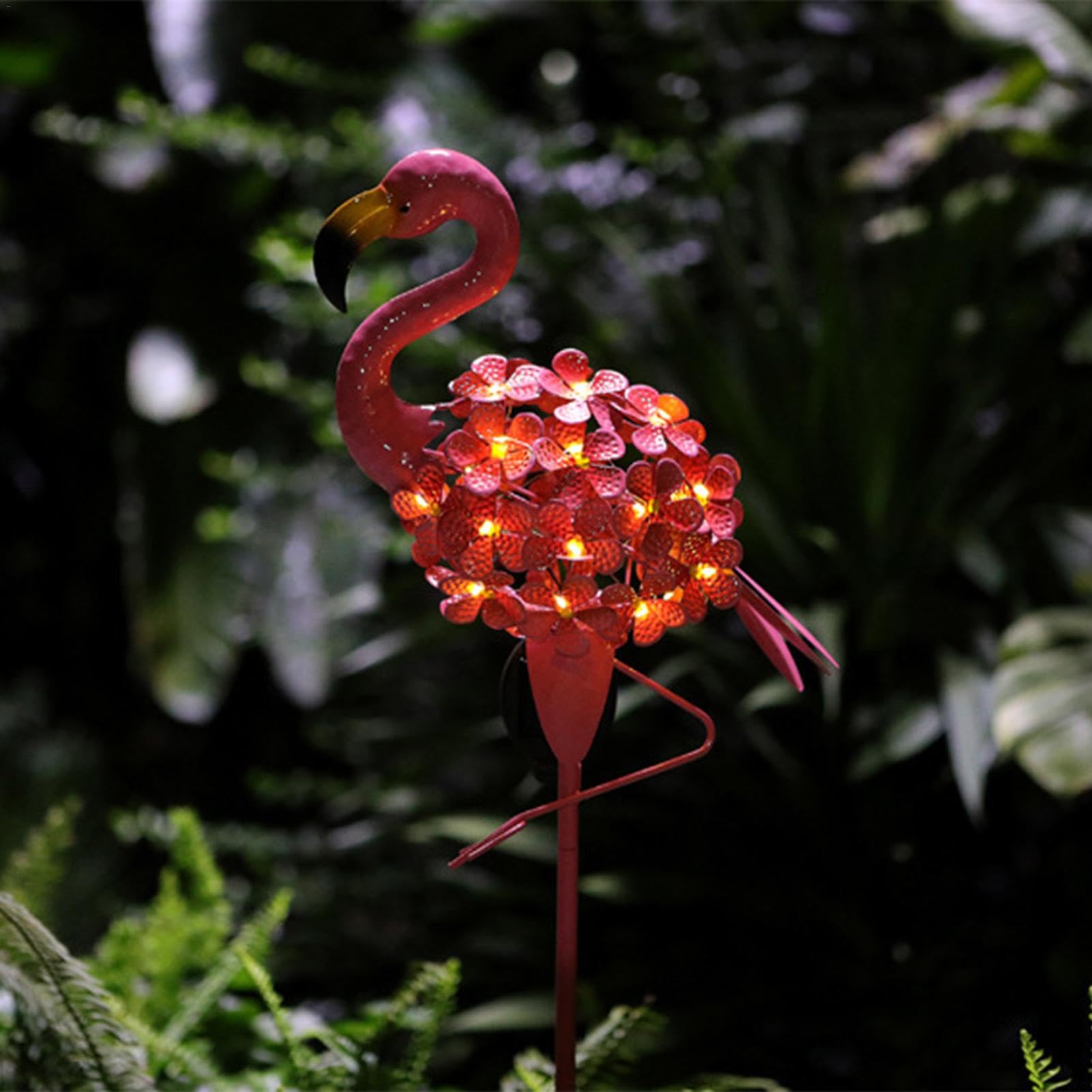 Luci da palo per fenicotteri ad energia solare per esterni, luci decorative per fenicotteri in metallo, fenicottero rosa resistente alle intemperie  15