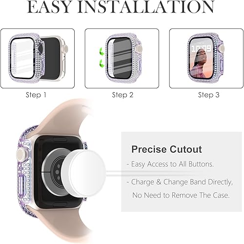 Vista 46 de WINGLE Paquete de 10 fundas protectoras de pantalla para Apple Watch de 1.575 pulgadas SE 3/2/1 Series 6 5 4 con vidrio templado, carcasas Paquete