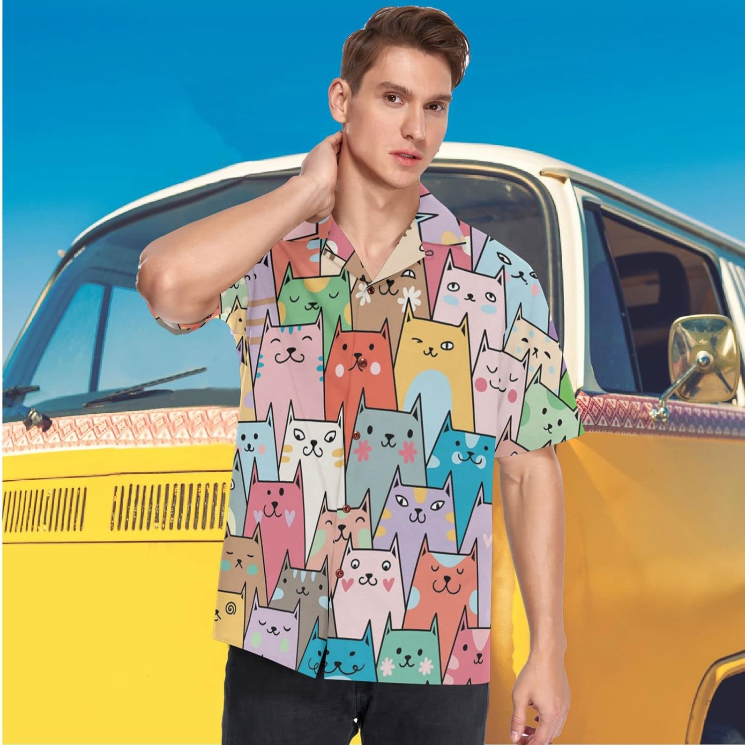 visesunny Mens Button Down Short Sleeve Dress Shirt Novelty Hawaiian Holiday Summer Funny Tops S-XXXL - Image 5