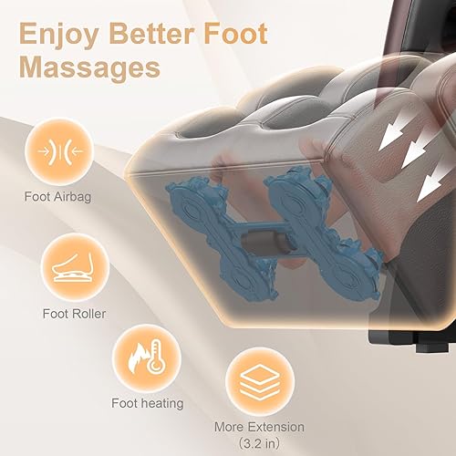 Miniatura 7 de 2025 Silla de Masaje de Cuerpo Completo, Silla de Masaje con Gravedad Cero con 10 Rodillos Fijos, Calefacción, Masaje de Pies, Modos Automáticos,