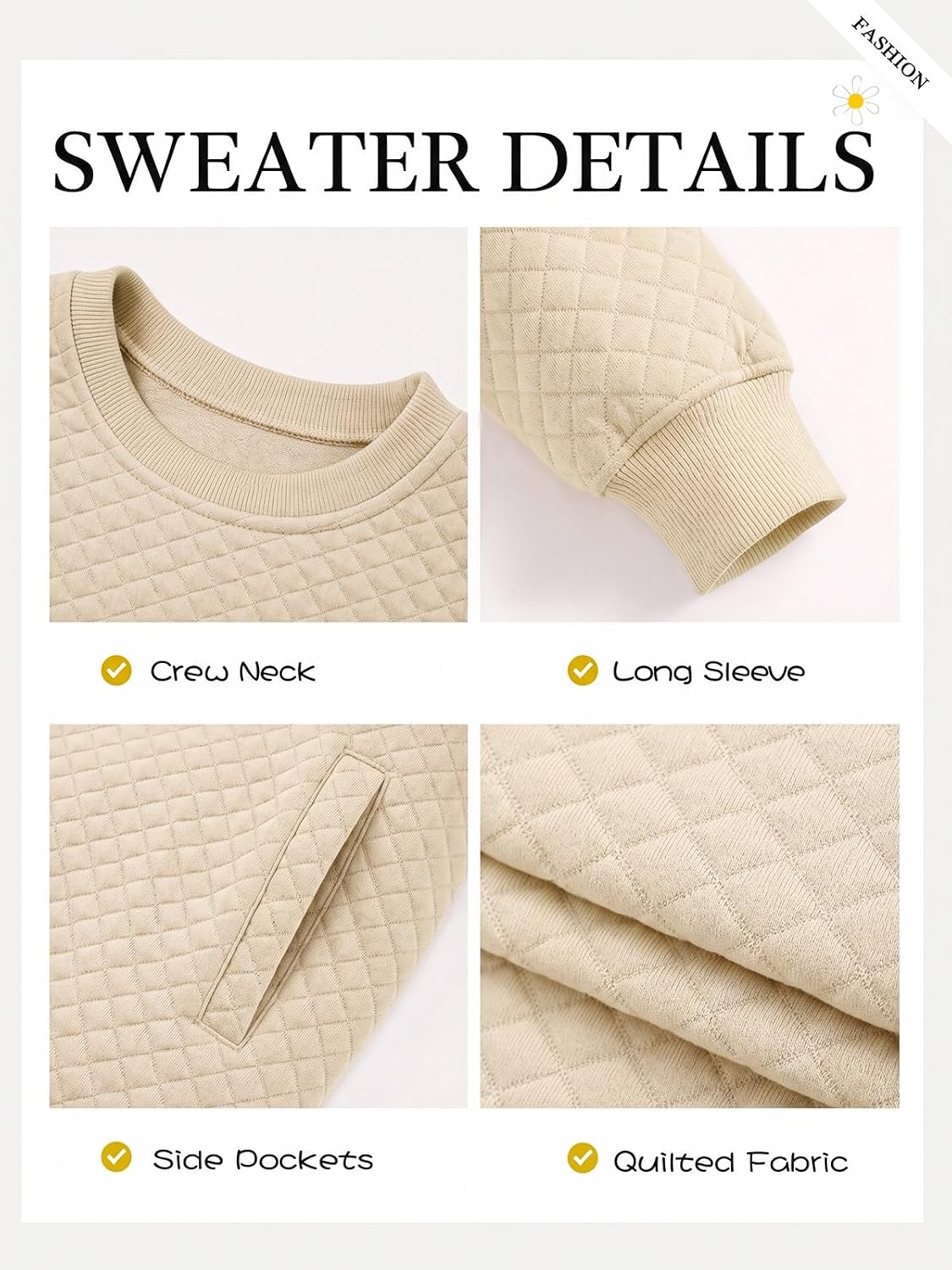 Haloumoning Boys Quilted Sweatshirts Kids Fashion Crewneck Long Sleeve Pullover Clothes with Pockets 5-14 Years