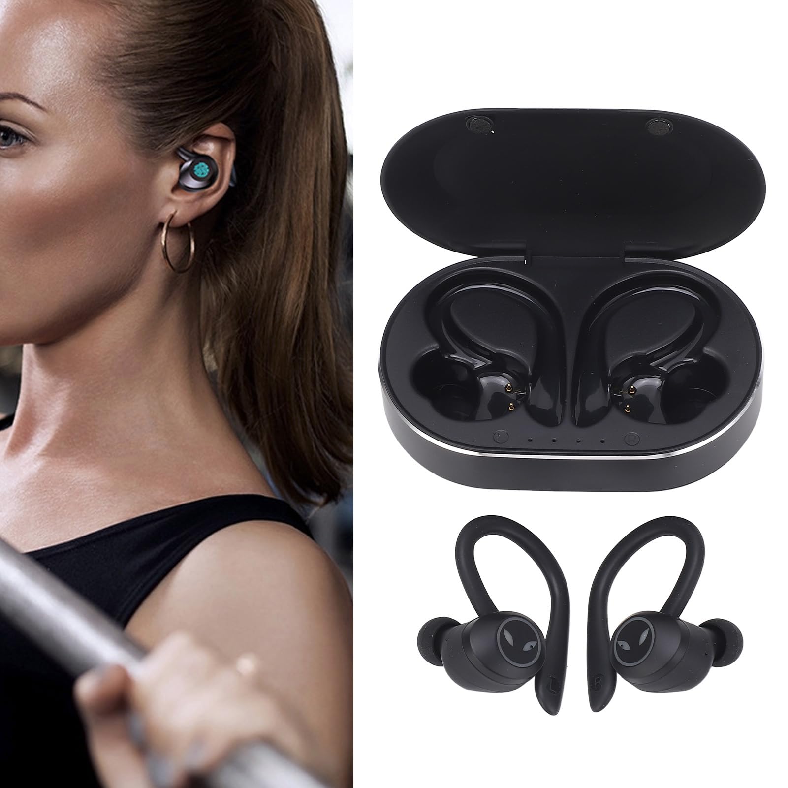 Auricolari, Auricolari Wireless Stereo Impermeabili con Cancellazione del Rumore Cuffie Wireless con Microfono Auricolari per Guida Viaggi Sportivi (BLACK)