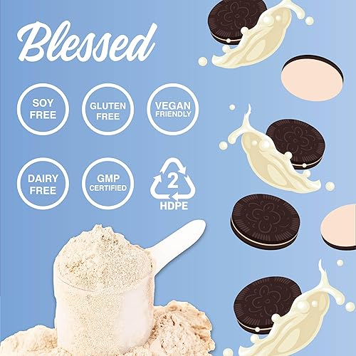 Miniatura 9 de Blessed Proteína vegana en polvo  Proteína en polvo a base de plantas, batido de proteína de reemplazo de comidas, 0.81 oz de proteína de guisante