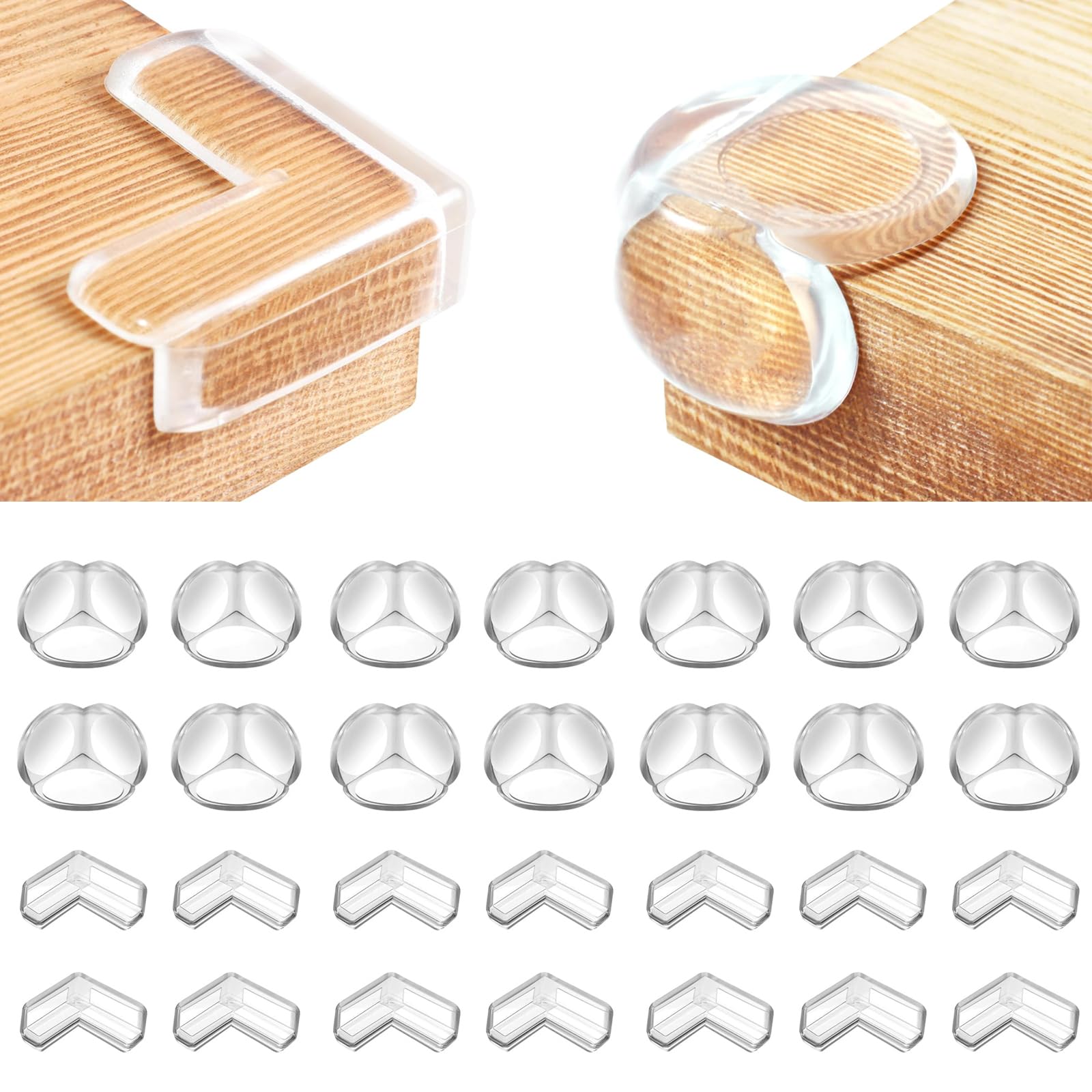 30 x Table Corner Protection Baby Protection Transparent Table Corner Protectors with Improved Super Glue