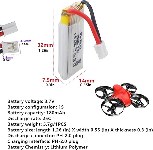 Miniatura 2 de sea jump Accesorios 5 unids 3.7 V 180 mAh batería de litio con cargador 5in1 para A20 A20W aviones de cuatro ejes Control remoto helicóptero piezas