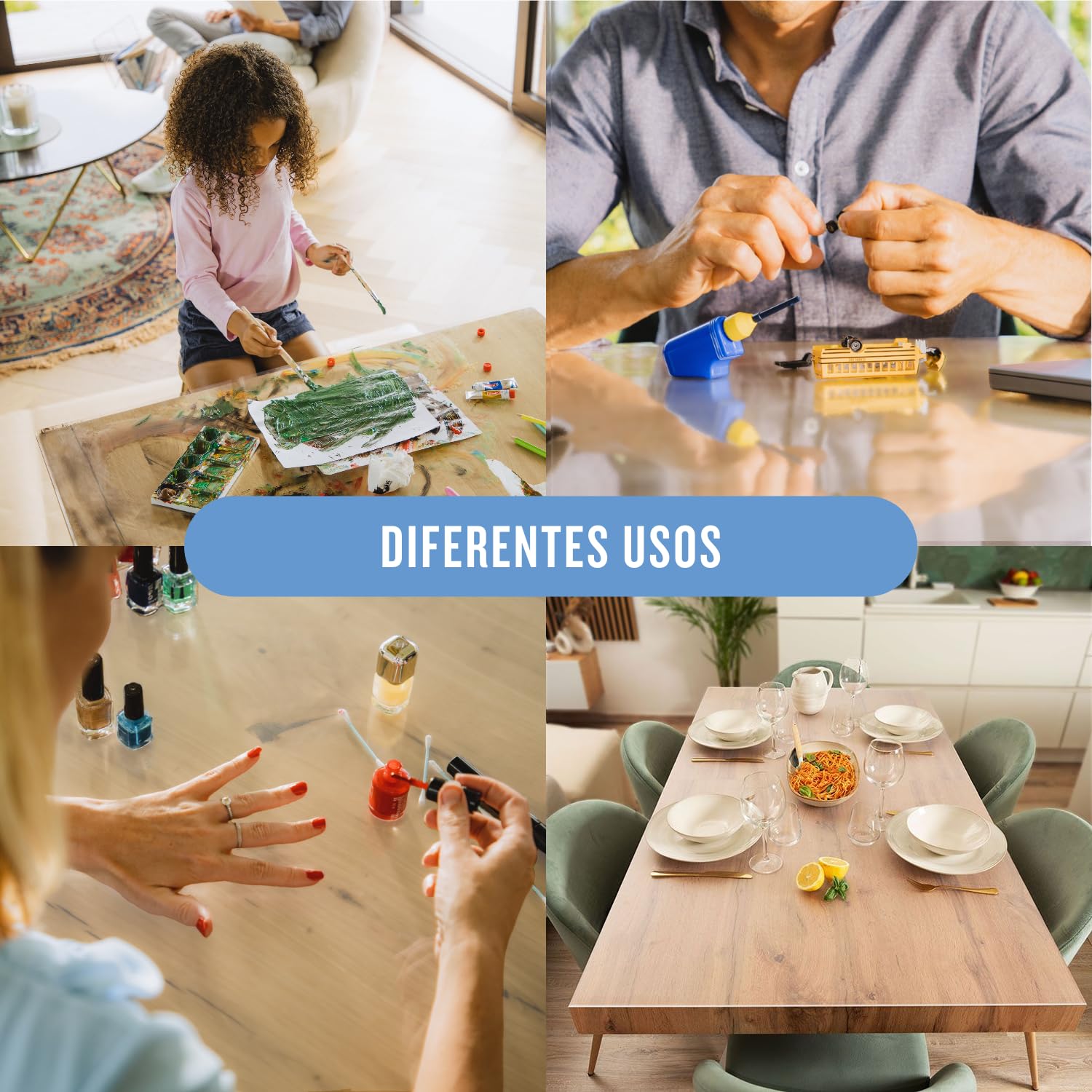 Trente Protector de Mesa Mate 240x100 cm - 2mm - Protección de Mesa con Bordes Biselados - Mantel Transparente, Lavable e Impermeable - Protector de PVC para Mesas de Cristal y Lacadas
