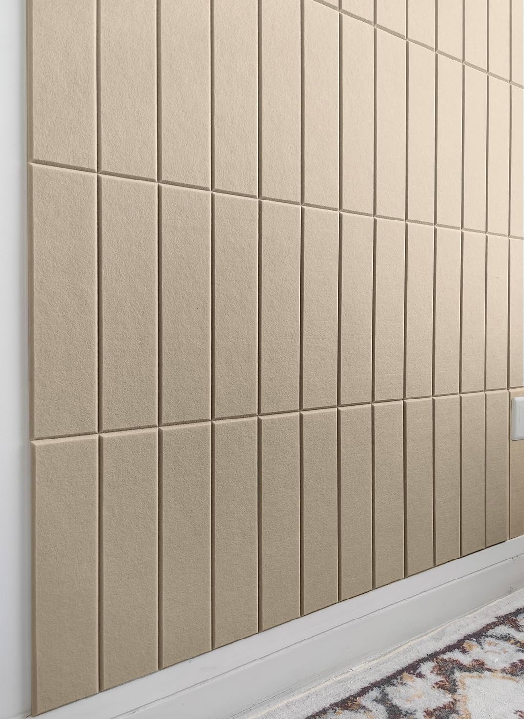 Large Felt Wall Board - 24 Pack Felt Wall Tiles with Safe Removable Adhesive Tabs, Cork Wall Tiles Bulletin Board Large Pin Board for Office Home Walls Office Essentials - Camel Camel 24 panels