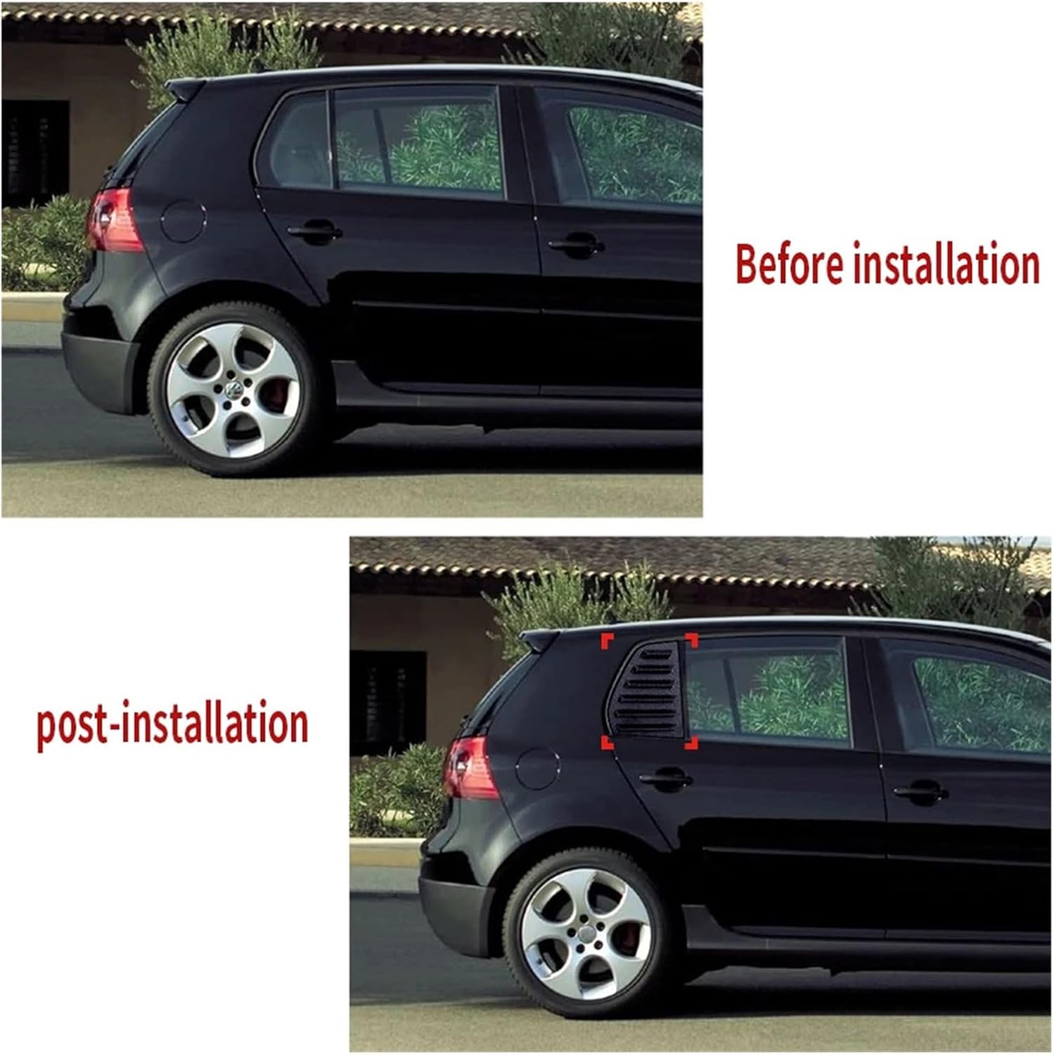 A Pair Rear Window Louver Shutter Compatible for VW Golf 5 High 5 Golf MK5 Side Air Vents Shutter Cover Trim Exterior Accessories(Piano Black)