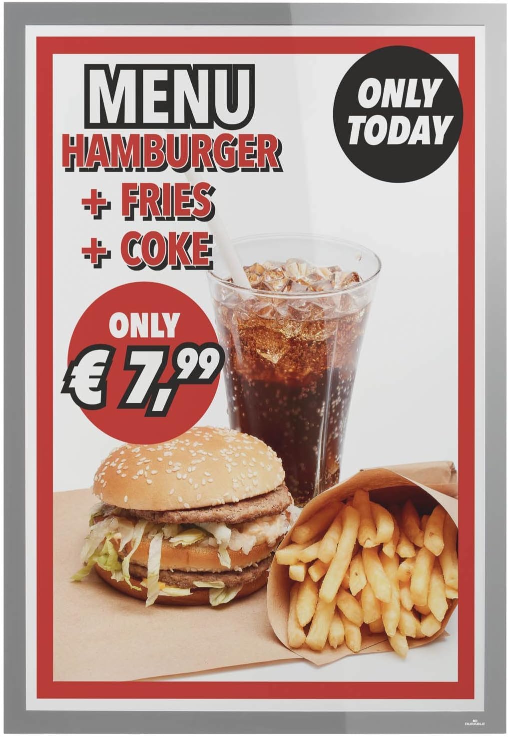 Durable Info-Rahmen Duraframe Poster A2 Self-Adhesive Poster Frame, UV-Resistant, Pack of 1, Silver, 505323