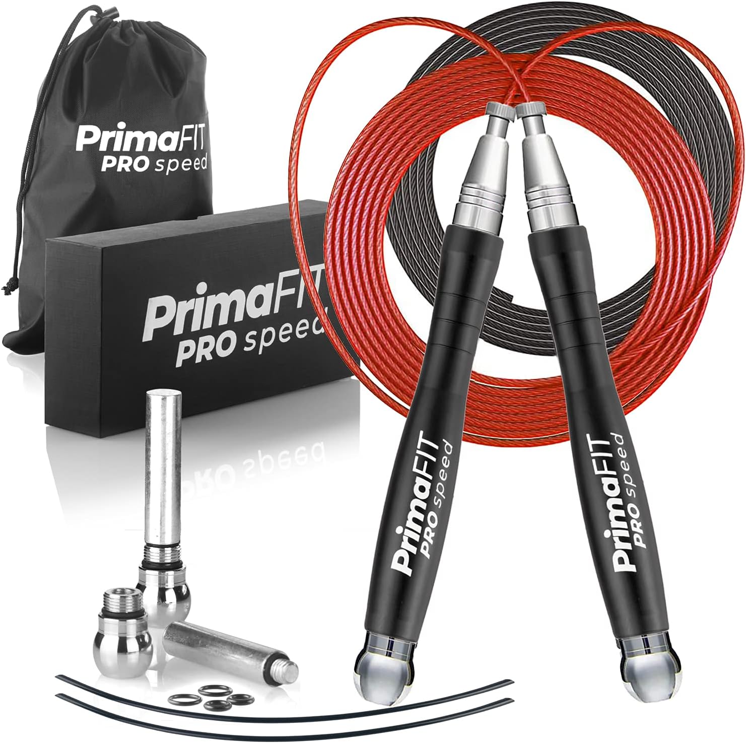 Pro Speed Skipping Rope Adult Fitness for Men Women Weighted Jump Rope 3m Adjustable Self-Locking Aluminium Boxing Gym MMA Crossfit Workout Spare Cable Weights Protectors Carry Bag