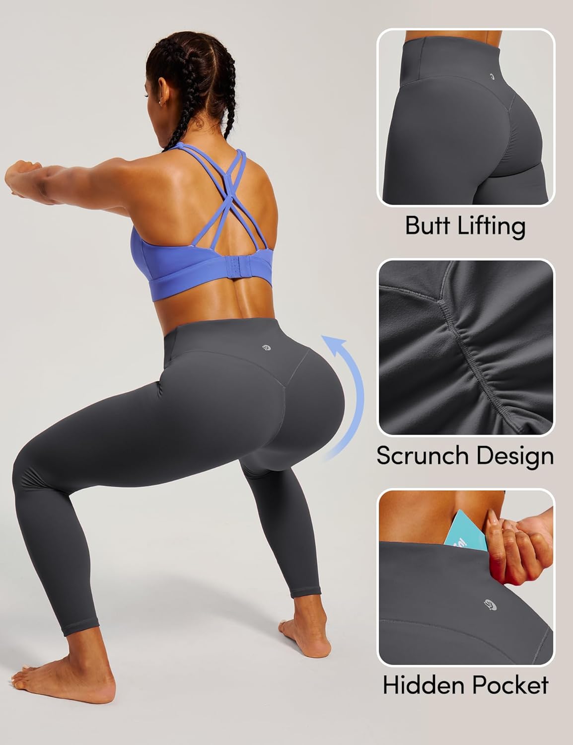 IUGA Scrunch Butt Lifting Leggings for Women No Front Seam Compression Tummy Control Workout Seamless Leggings for Gym Yoga - Image 4