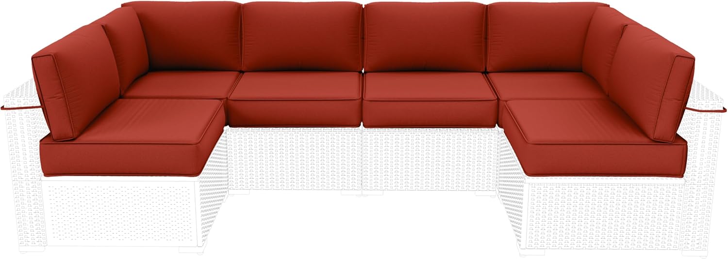 Outdoor Furniture Replacement Cushions, 5" Foam Foam High-Density, Fits 6-seat Sectional Rattan Conversation Set, 14 Piece Patio Water-Resistant Replacement Sofa Cushions, Liner&Cover