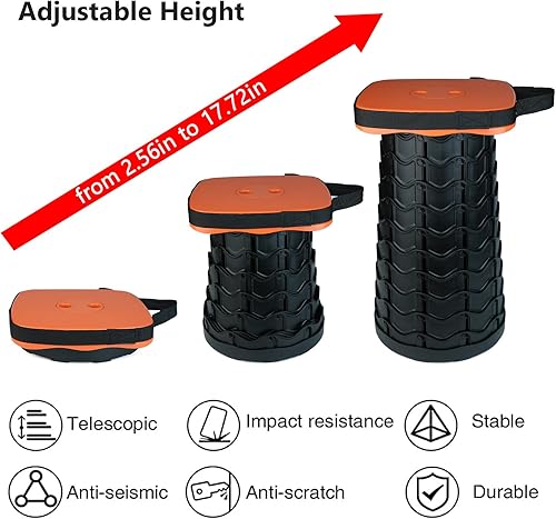 Miniatura 5 de Taburete plegable mejorado, resistente, capacidad de carga de 550 libras, silla plegable portátil para adultos, taburete de campamento, taburete