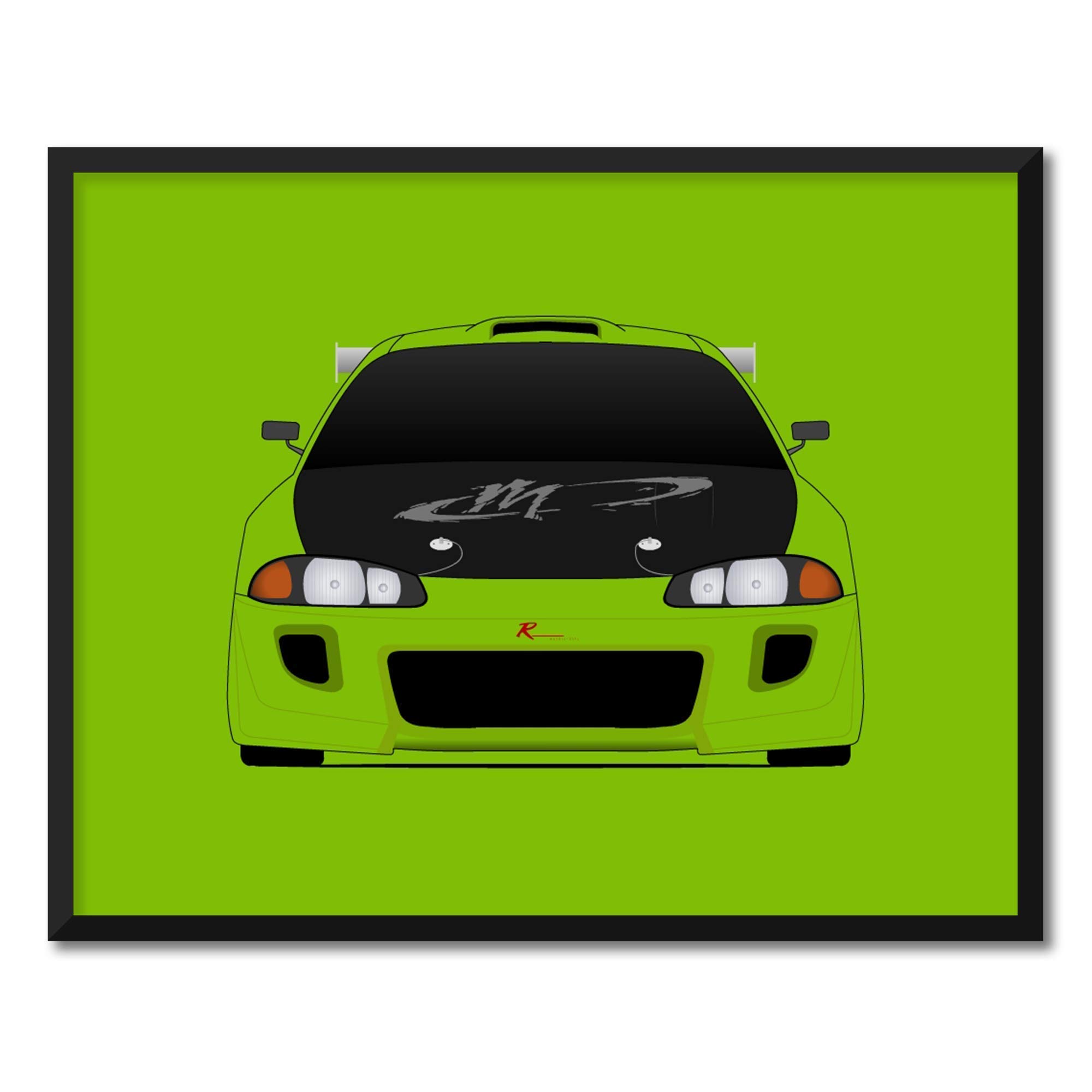 CUSTOMIZABLE COLOR: Mitsubishi Eclipse from the Fast and the Furious Inspired Poster Print Wall Art