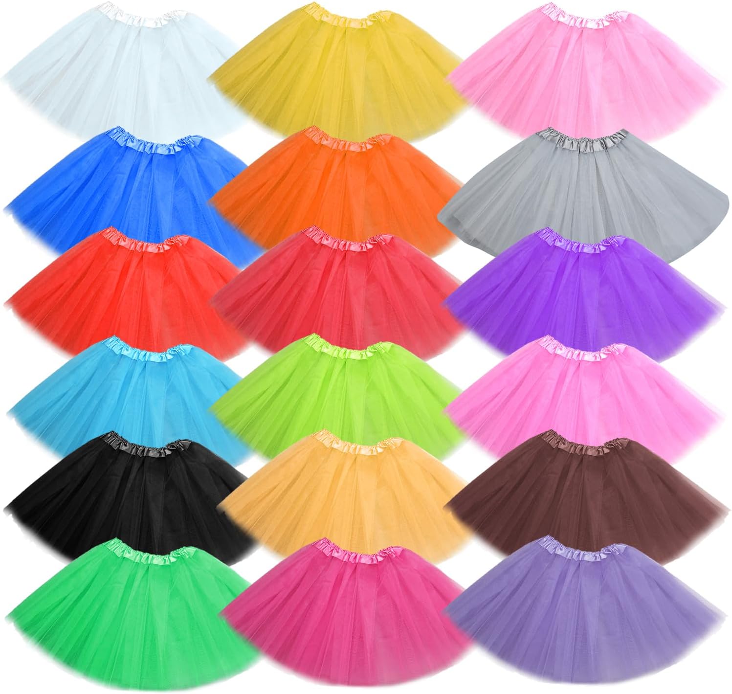 18 Packs Adult Tutu Tulle Skirts for Women,Ballet Cheerleading Girl Cute Skirts,3 Layered 80s Skirts for Cosplay Dance Party Costume Dress,18 Colors