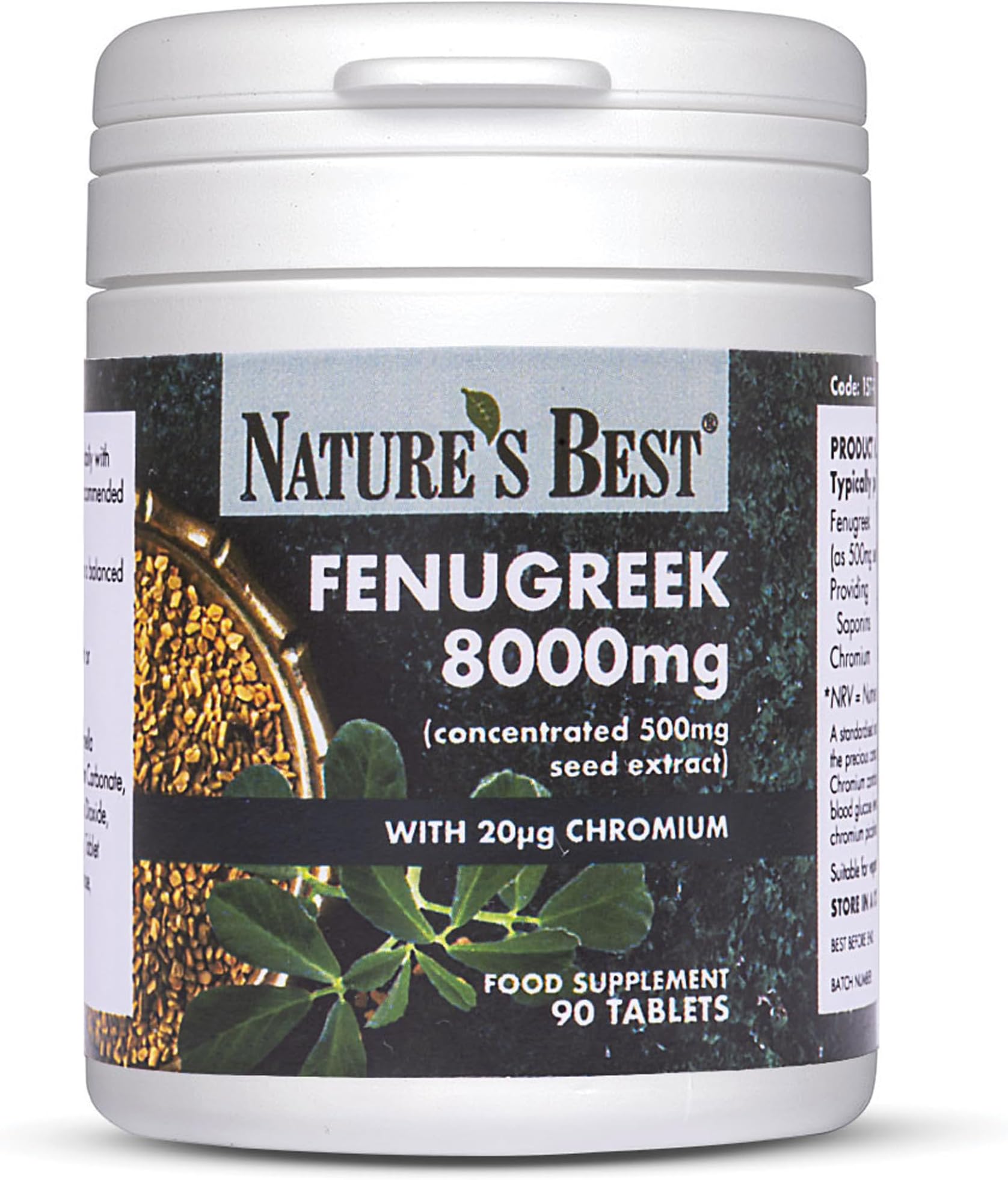 Fenugreek 8000mg, with Added Chromium to Support Normal Blood Glucose Levels