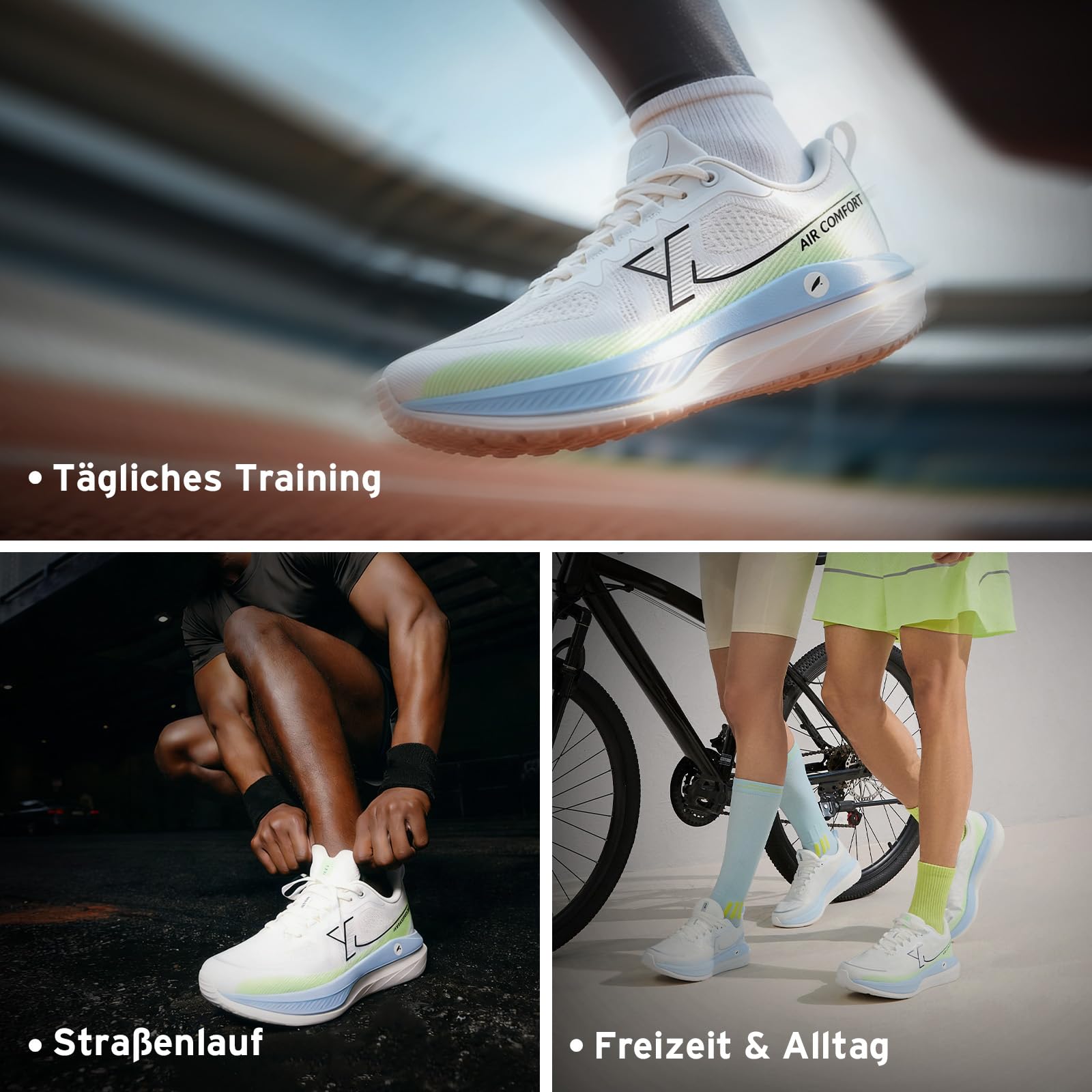 XTEP Laufschuhe Herren Gedämpft, Leichte Joggingschuhe, Bequeme Running-Schuhe, Atmungsaktive rutschfest Strapazierfähig, für Training & Jogging