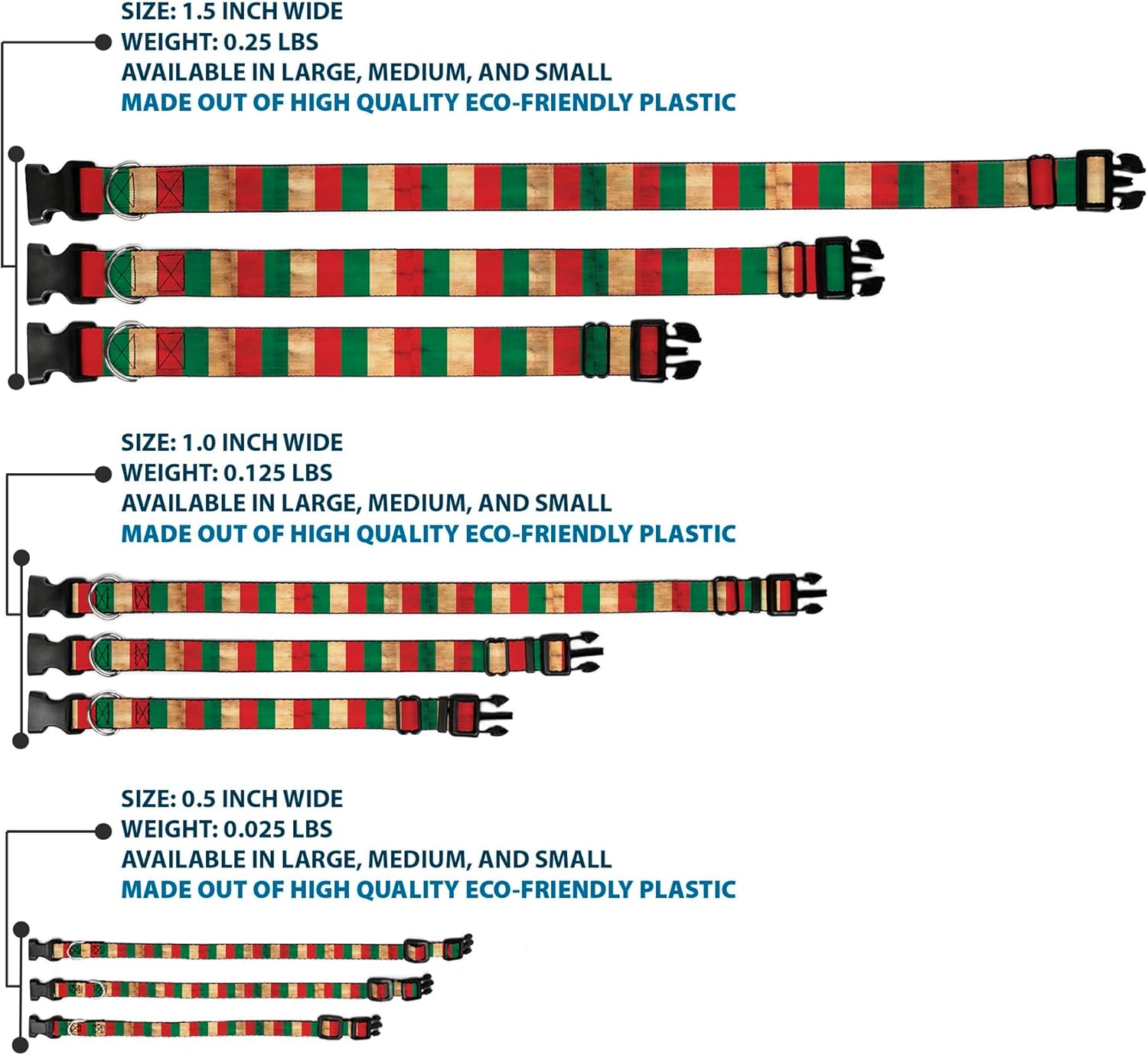 Buckle-Down Pet Collar, Dog Collar Plastic Buckle, Italy Flag Continuous Vintage, 13 to 17 Inches 1.5 Inch Wide