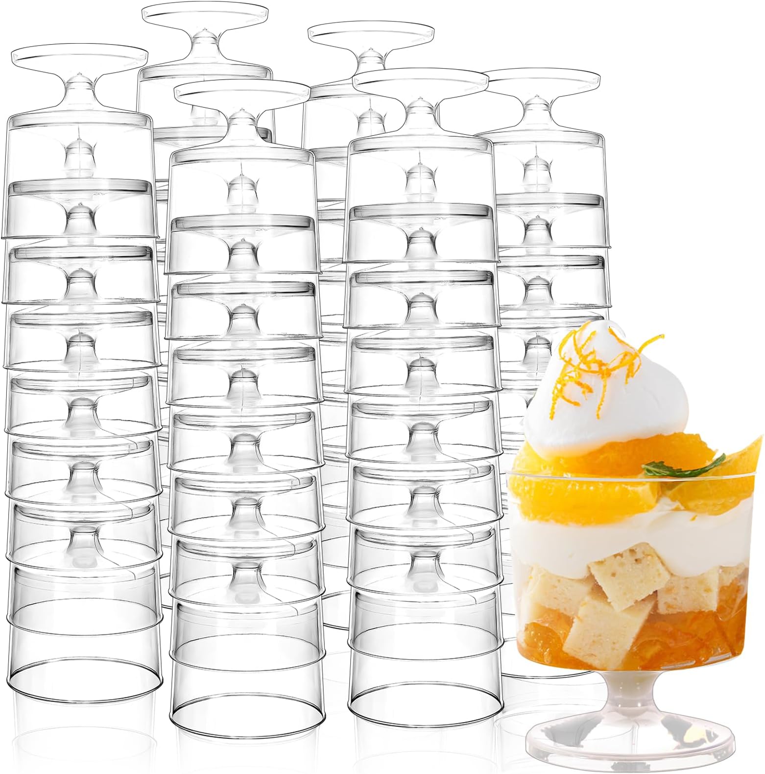 2 oz Mini Dessert Cups,80 Pack Clear Plastic Dessert Cups,Clear Plastic Wine Glasses,Small Parfait Cup,Mini Disposable Appetizer Cup for Party Wedding Birthday Tasting