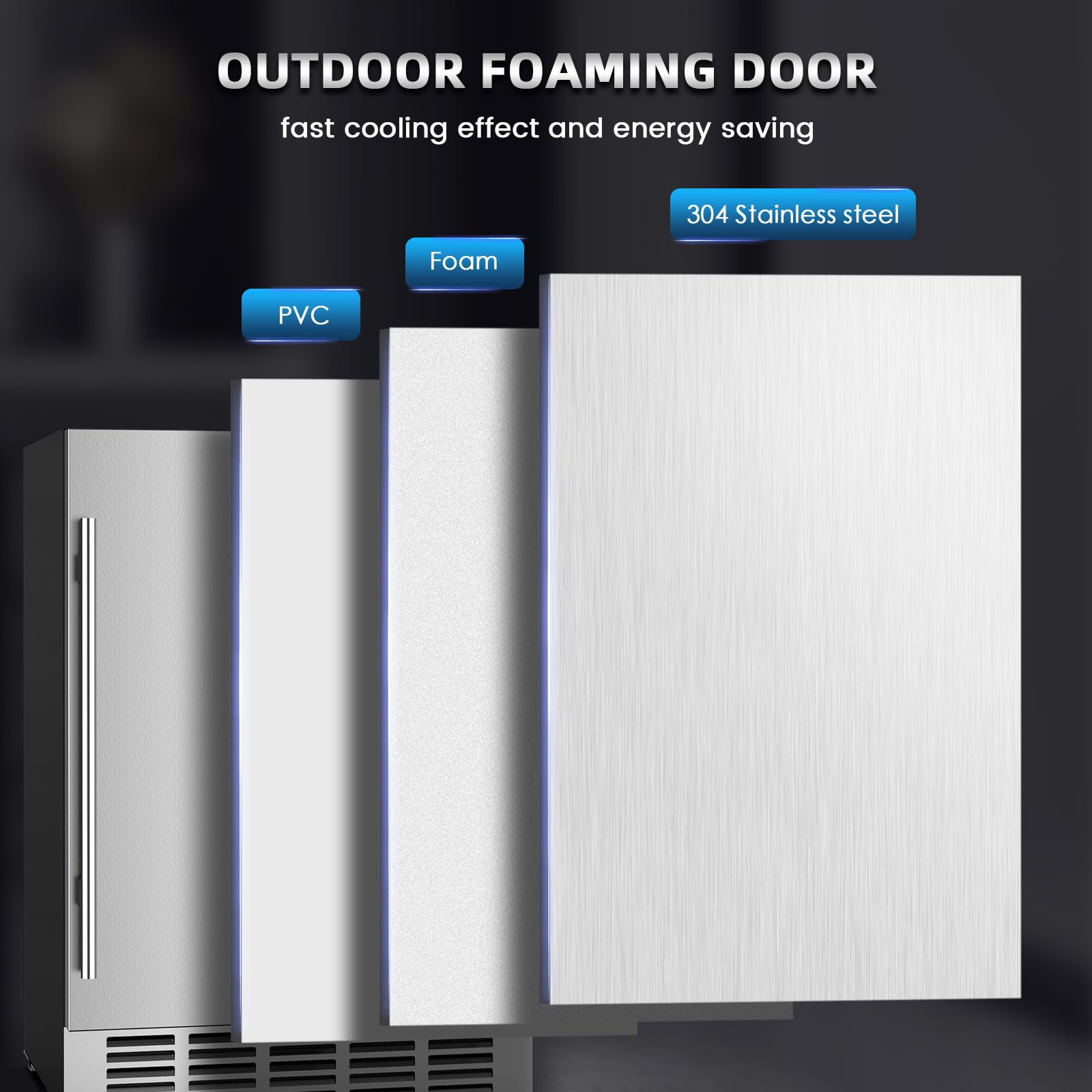 Mojgar 24 Inch Beverage Refrigerator, Under Counter Beverage Fridge for 190 Cans, Indoor & Outdoor Under Counter Refrigerator | Built-in & Freestanding | Low Noise, Stainless Steel Door on Fridge.com