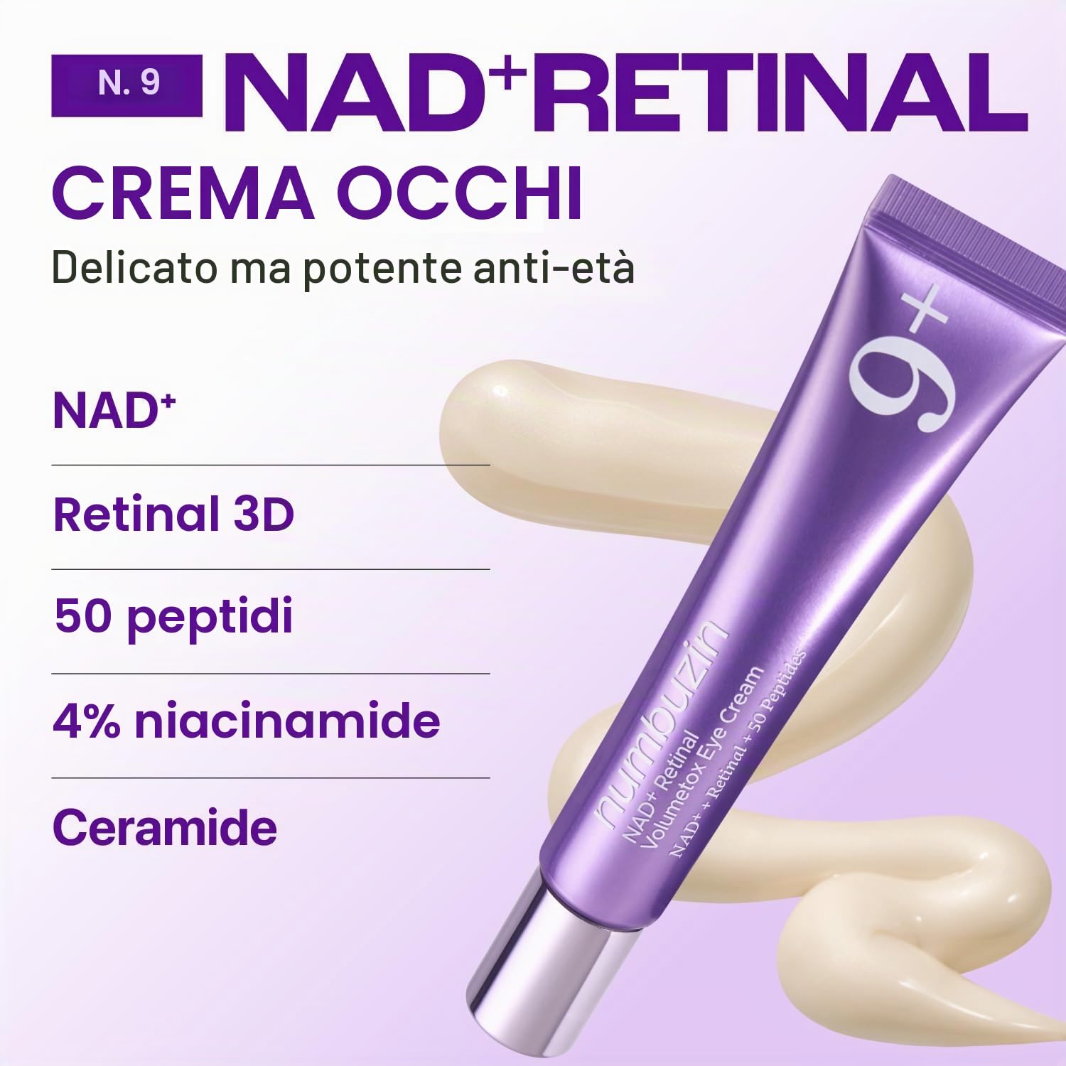 numbuzin No.9 NAD+ Retinal Eye Cream for Anti-Aging, Keratosis Pilaris, Strawberry Skin, Firmer Skin with Retinoid, Peptides & Niacinamide, Gentle Retinal, Multi-Use Eye Cream, 0.67 fl. oz.