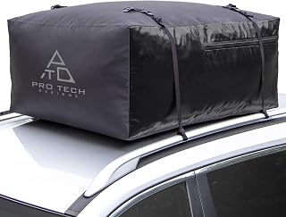 Voyager 15 Cubic Feet Waterproof Rooftop Cargo Roof Bag, No Roof Rack Needed UV-Protected PVC Semi-Coated Mesh, Welded Seams, Water Seal Zipper, 42" L x 34" W x 18" H
