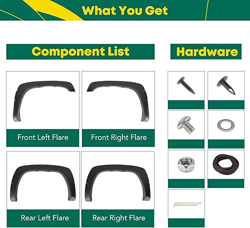 Miniatura 9 de YHTAUTO Guardabarros estilo remachado de bolsillo con kit de accesorios de repuesto para Chevy Silverado y GMC Sierra 15002500 1999-2006 1500 HD2500