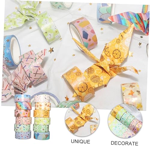 Miniatura 5 de EXCEART 24 rollos de manual y cinta de papel para manualidades, cinta washi decorativa, cinta washi cinta adhesiva de bricolaje, cinta washi floral,