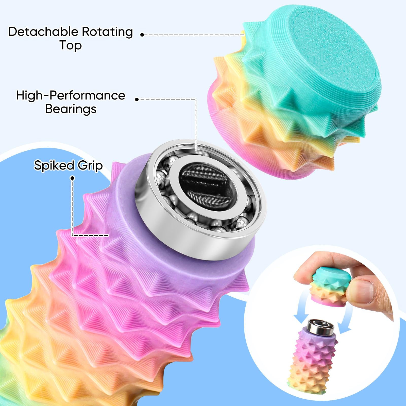 Little Ouchies Spiky Pain Fidget Toys 2-częściowy zestaw zabawek dla dorosłych, obracające się zabawki sensoryczne, ADHD, do redukcji stresu i skupienia, dyskretny gadżet antylękowy