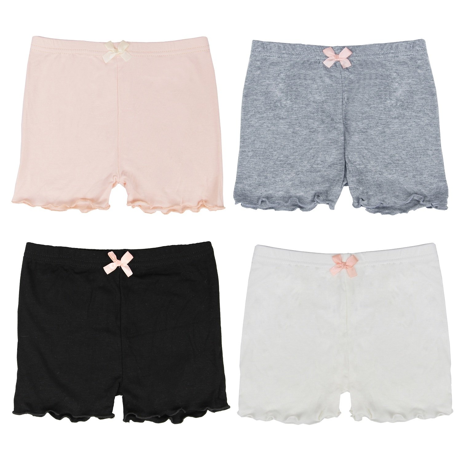 FreeNFond Girls Playground Bike Dance Shorts 4 Packs for Sports, Play Or Under Skirts