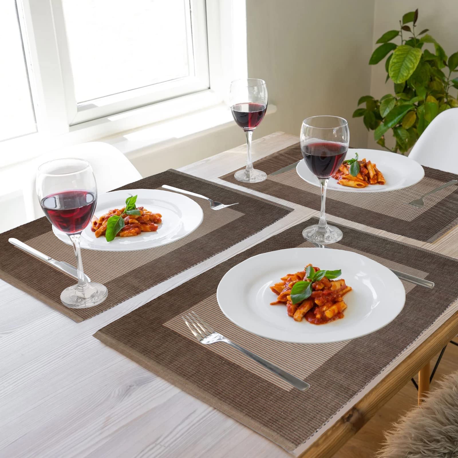 Lushomes Table Mat, Dining Table mat, Kitchen mat, Dining Table Accessories for Home, placemats, Ribbed Food Mat, mats for Kitchen (13x19 Inch, 33x48 Cms) (Biscuit Beige, 6)