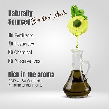 Herbsforever Brahmi Amla Oil-with Infused Cold Pressed Sesame Oil |Stop Hair Loss thinning & Balding | Promote Hair Growth & Calm Mind + 17 Potent Ayurvedic Herbs & Rose Petals,210 ml-7.1oz Natural