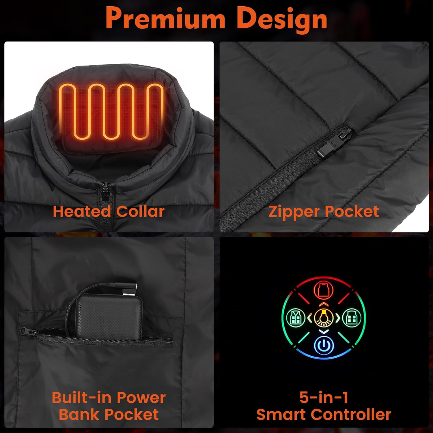 Figcays Heated Vest for Men Women with 20000mAh Battery Pack, Electric Warming Heated Jackets - Image 3