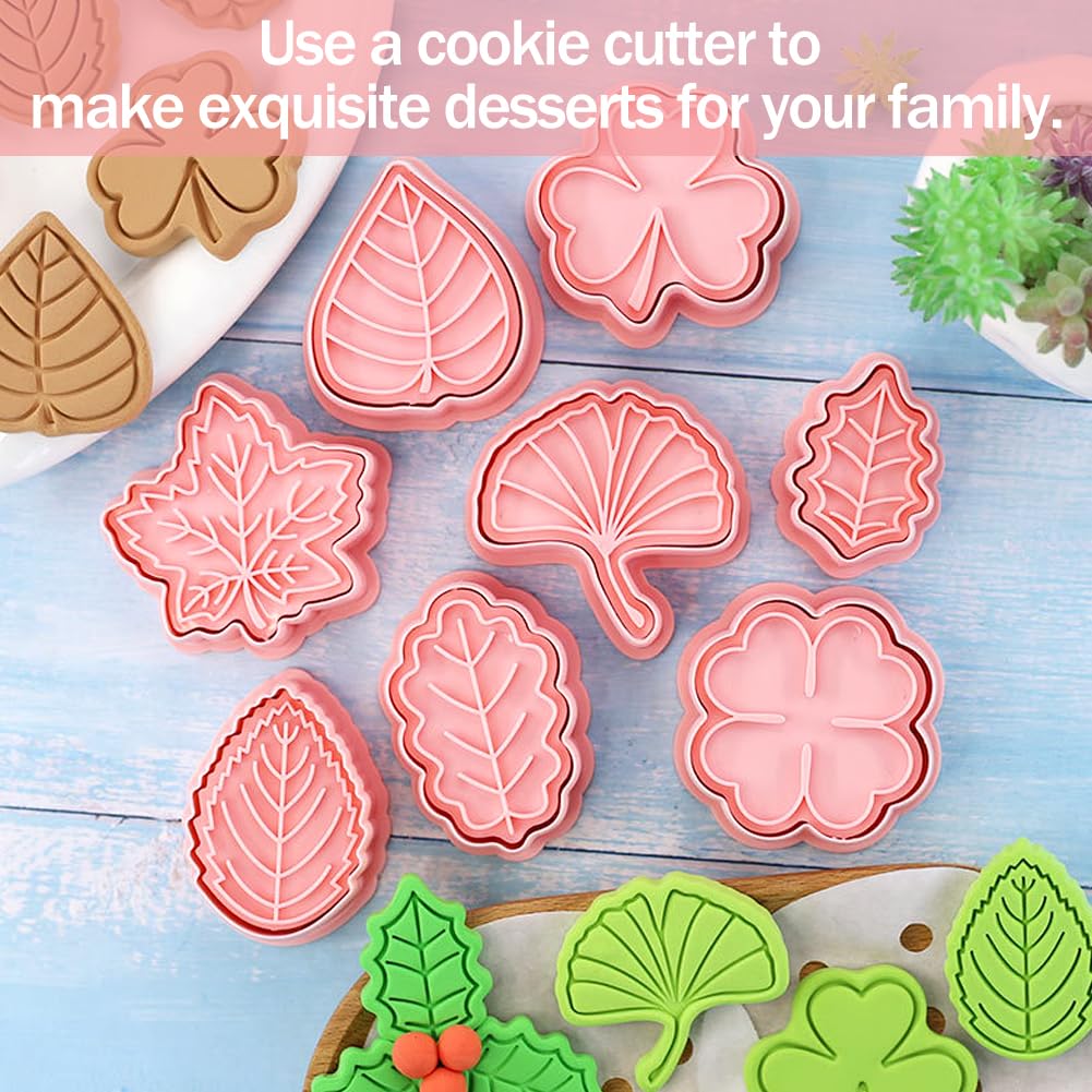Set di 16 Formine per Biscotti, Fiori e Foglie 3D, Decorazione per Biscotti, Accessori per la Cottura Fai da Te
