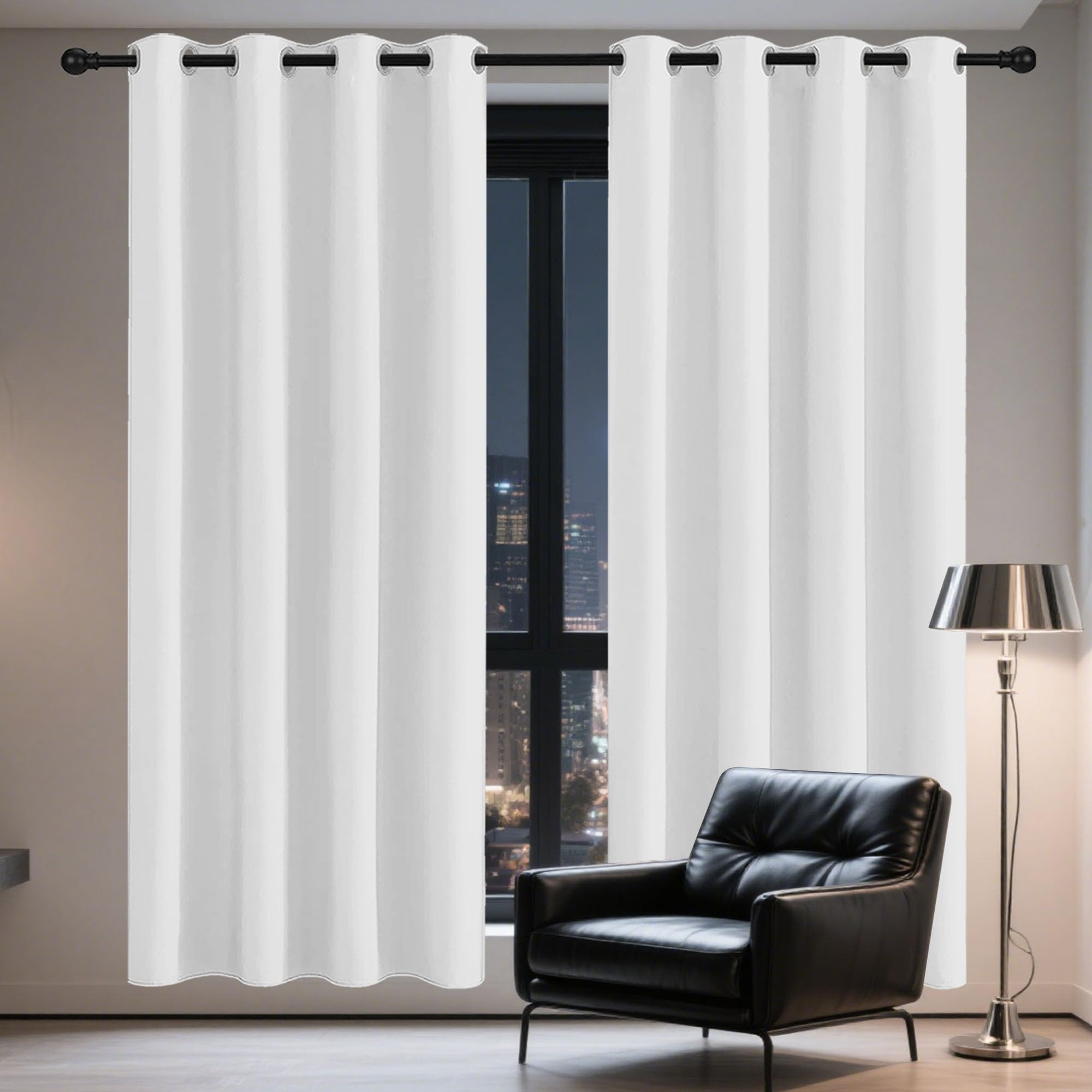 Rideau isolant anti froid chaleur 164x174 cm moderne blanc occultant