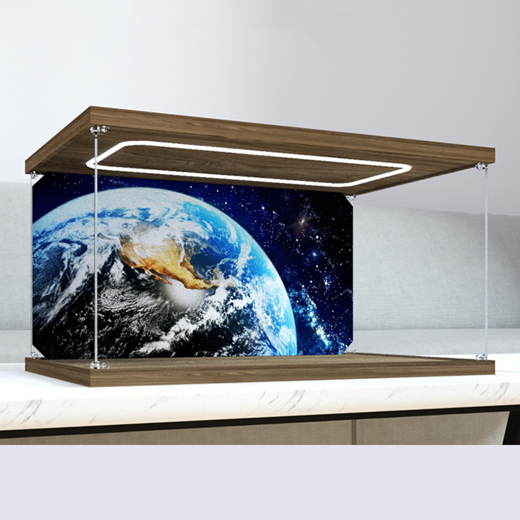 XNSHENGXAN Acrylic Display Case Compatible to Lego #21321 International Space Station (21.6*13.7*11in), Display Cases for Collectibles, Sturdy Protection for Your Collectible,Light+Background