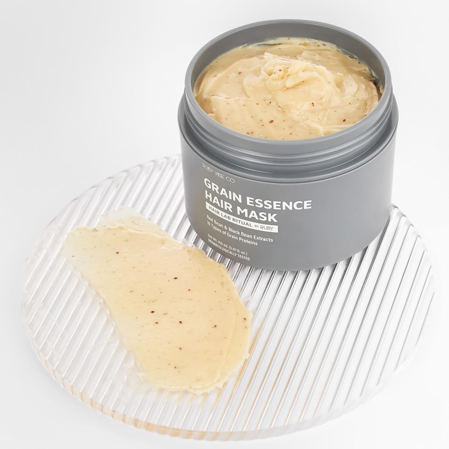 RUBY VIBE CO Grain Essence Hair Mask, Silicone-Free, Protein-Rich Formula with Galactomyces & Rice Germ, for Dry/Damaged, Oily or Sensitive Scalp, All Hair Types, 150 mL (5.07 fl oz | A silicone-free, Vegan-friendly