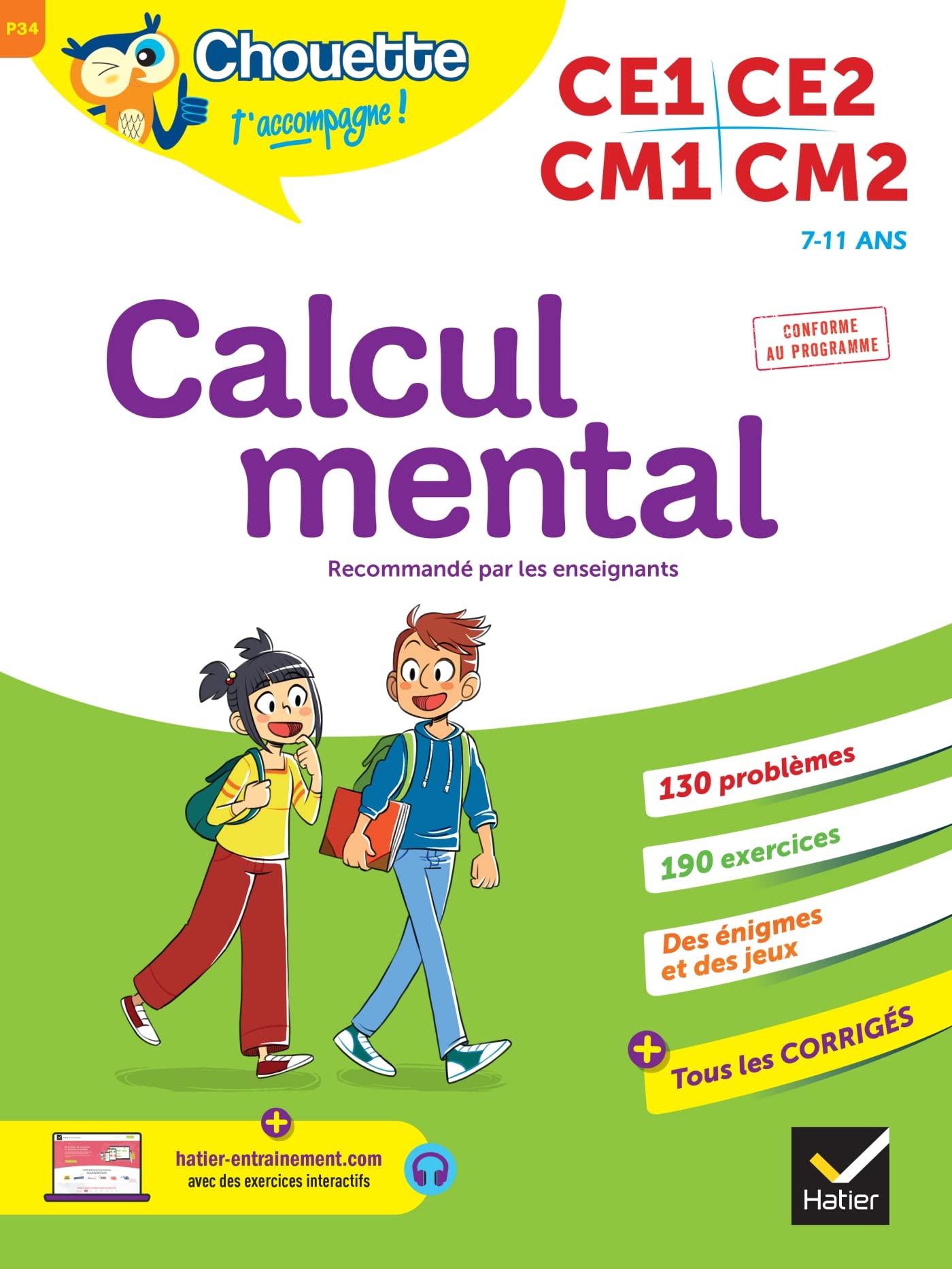 Chouette - Calcul mental CE1/CE2/CM1/CM2: cahier d'entraînement recommandé par les enseignants: 34